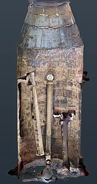 Example 3D model showing the interior walls and pipework of a manhole.