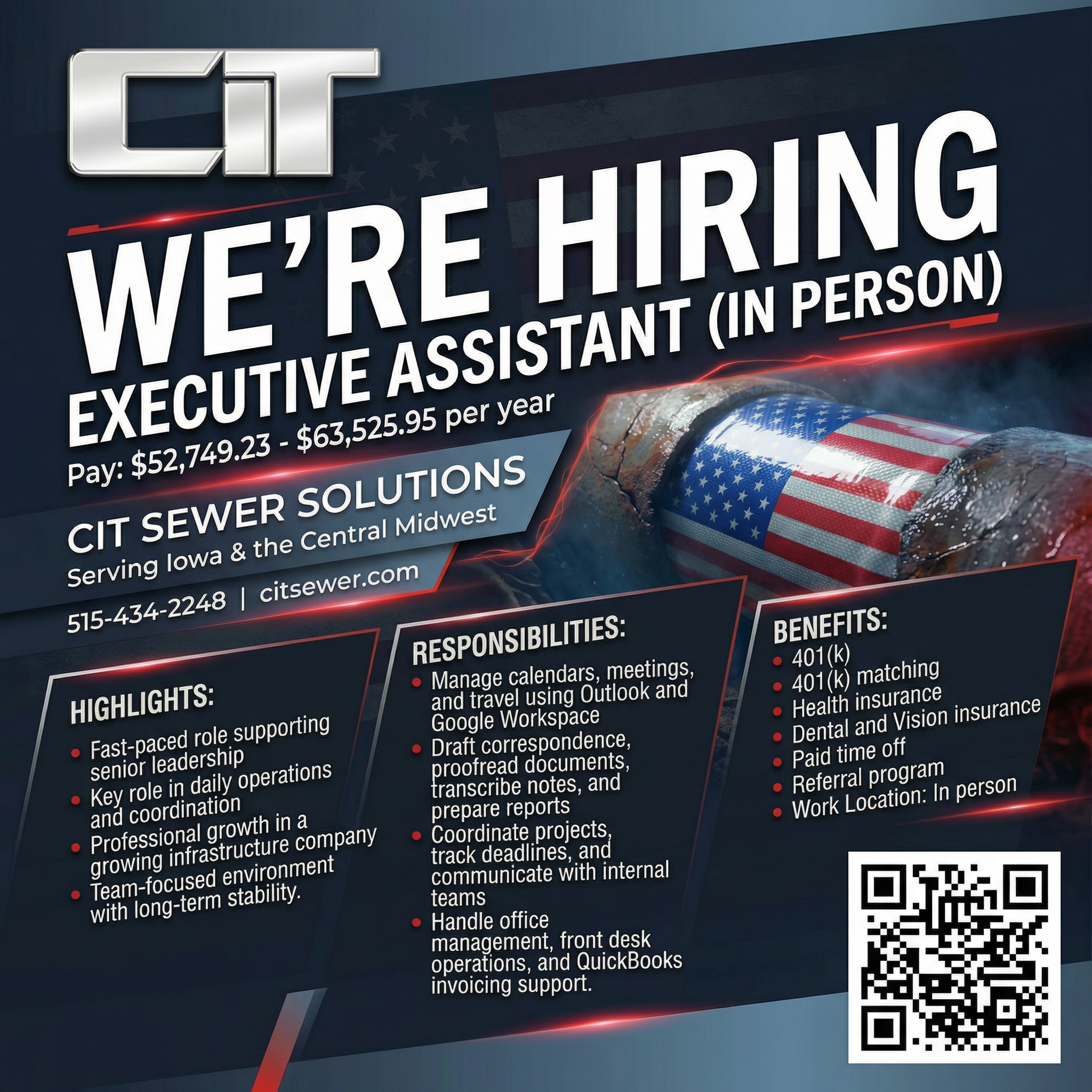 CIT Sewer Solutions hiring Executive Assistant