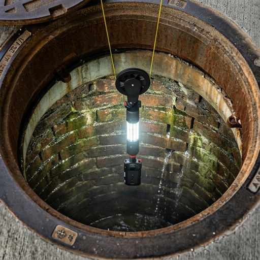 Active groundwater infiltration through a brick manhole wall